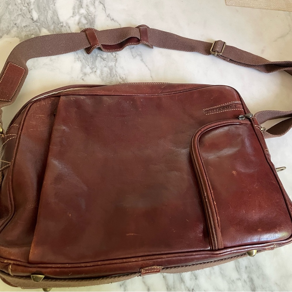 Chiarugi (Italy) Brown Leather Messenger Bag with Adjustable Strap
